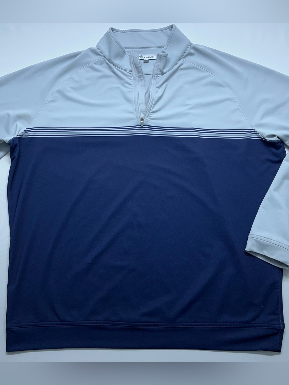 Peter Millar 1/4 Zip Sweater Mens Size XL Blue Gray Pullover Golf Preppy